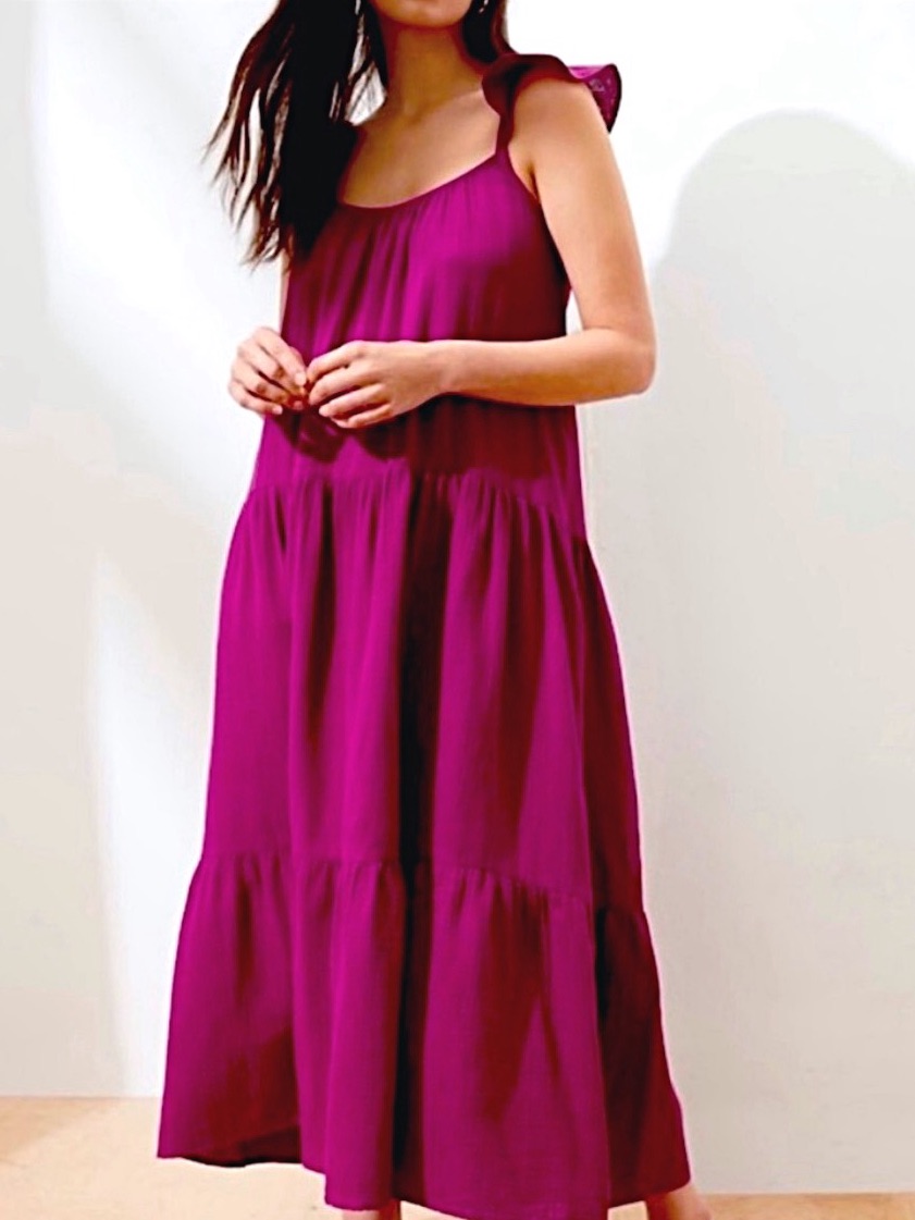 Banana Republic Fuchsia Tiered Maxi Dress